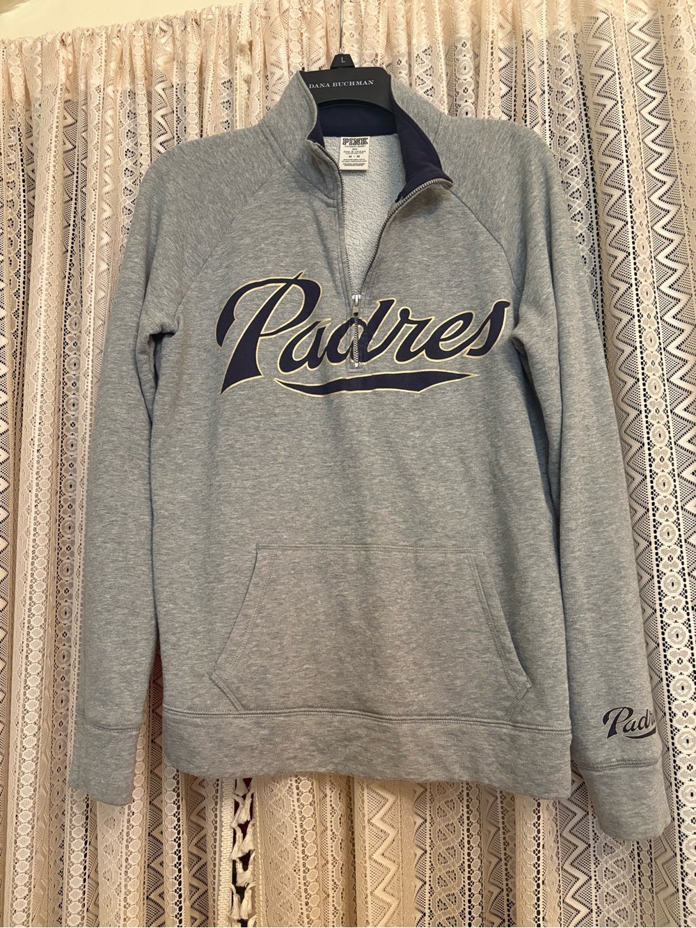 PINK Victoria's Secret Gray Padres Quarter-Zip Pullover